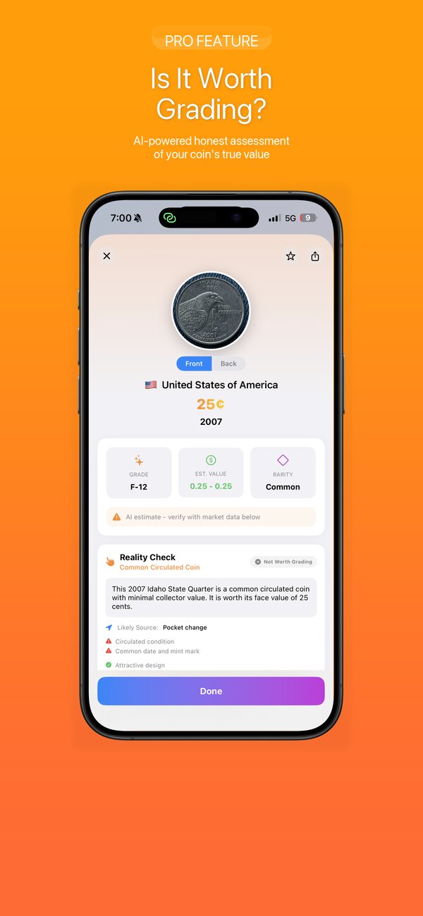 AI Reality Check tells you if a coin is worth grading
