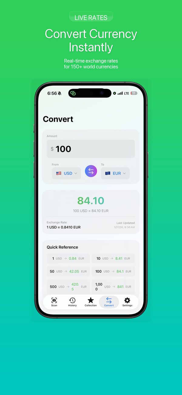 Convert foreign currency values instantly